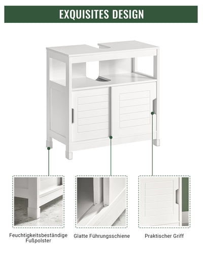SoBuy | Meuble-lavabo blanc | Armoire de salle de bain | Mobilier de salle de bain style champêtre | FRG128-W 