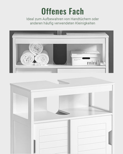 SoBuy | Meuble-lavabo blanc | Armoire de salle de bain | Mobilier de salle de bain style champêtre | FRG128-W 