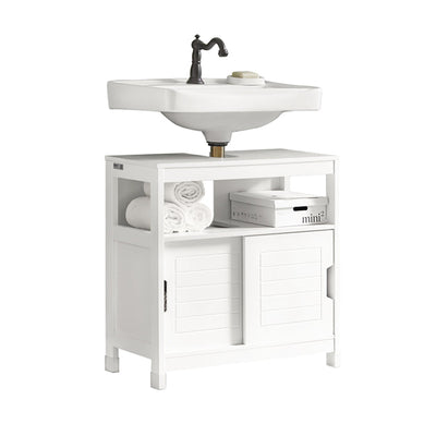 SoBuy | Meuble sous-vasque blanc | Meuble de salle de bain | Meuble de salle de bain de style campagnard | FRG128-W