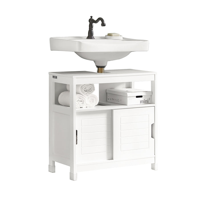 SoBuy | Mobile sottolavabo bianco | Mobile da bagno | Mobile bagno stile country | FRG128-W