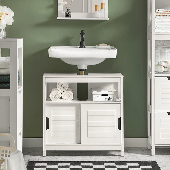 SoBuy | Mobile sottolavabo bianco | Mobile da bagno | Mobile bagno stile country | FRG128-W