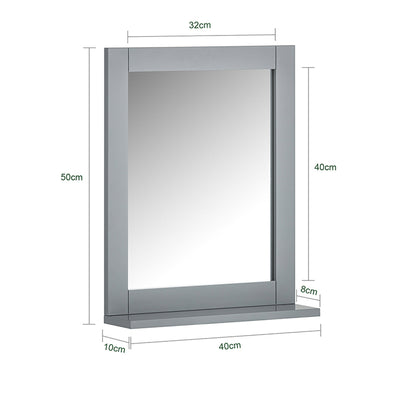 SoBuy | Miroir de salle de bain avec étagère | Miroir mural | Miroir gris acier | FRG129-SG 