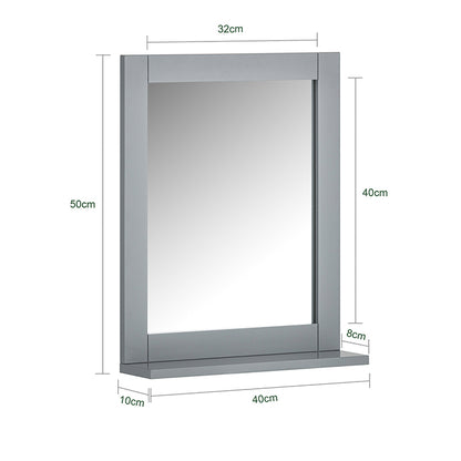 SoBuy | Miroir de salle de bain avec étagère | Miroir mural | Miroir gris acier | FRG129-SG 