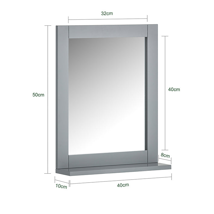 SoBuy | Miroir de salle de bain avec étagère | Miroir mural | Miroir gris acier | FRG129-SG 