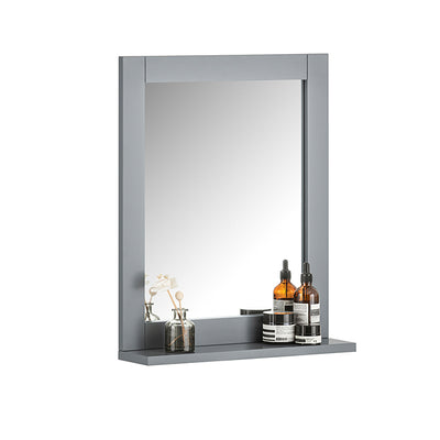SoBuy | Miroir de salle de bain avec étagère | Miroir mural | Miroir gris acier | FRG129-SG 