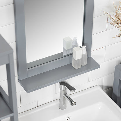 SoBuy | Miroir de salle de bain avec étagère | Miroir mural | Miroir gris acier | FRG129-SG 
