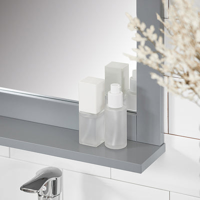 SoBuy | Miroir de salle de bain avec étagère | Miroir mural | Miroir gris acier | FRG129-SG 