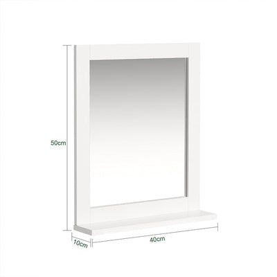 SoBuy | Specchio da bagno con mensola | Specchio da parete | Specchio bianco | FRG129-W