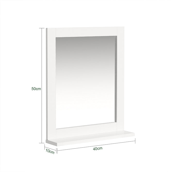 SoBuy | Specchio da bagno con mensola | Specchio da parete | Specchio bianco | FRG129-W