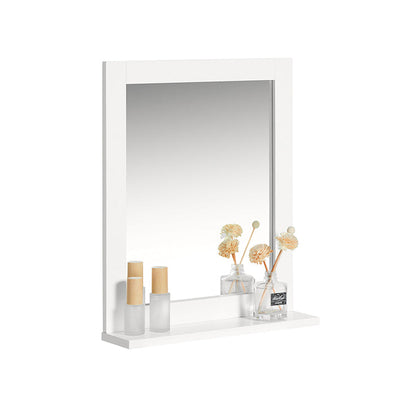 SoBuy | Specchio da bagno con mensola | Specchio da parete | Specchio bianco | FRG129-W