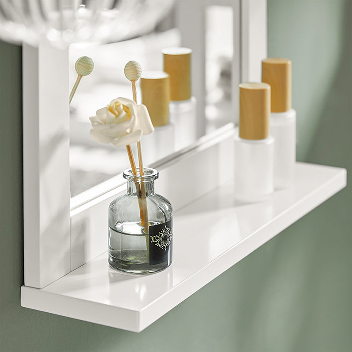 SoBuy | Specchio da bagno con mensola | Specchio da parete | Specchio bianco | FRG129-W
