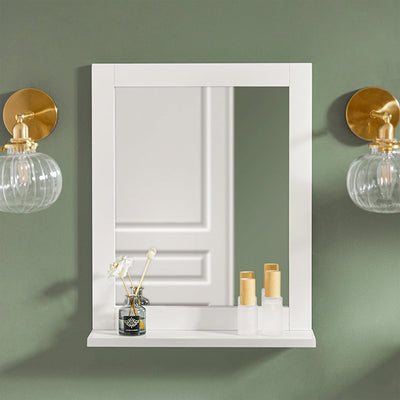 SoBuy | Specchio da bagno con mensola | Specchio da parete | Specchio bianco | FRG129-W