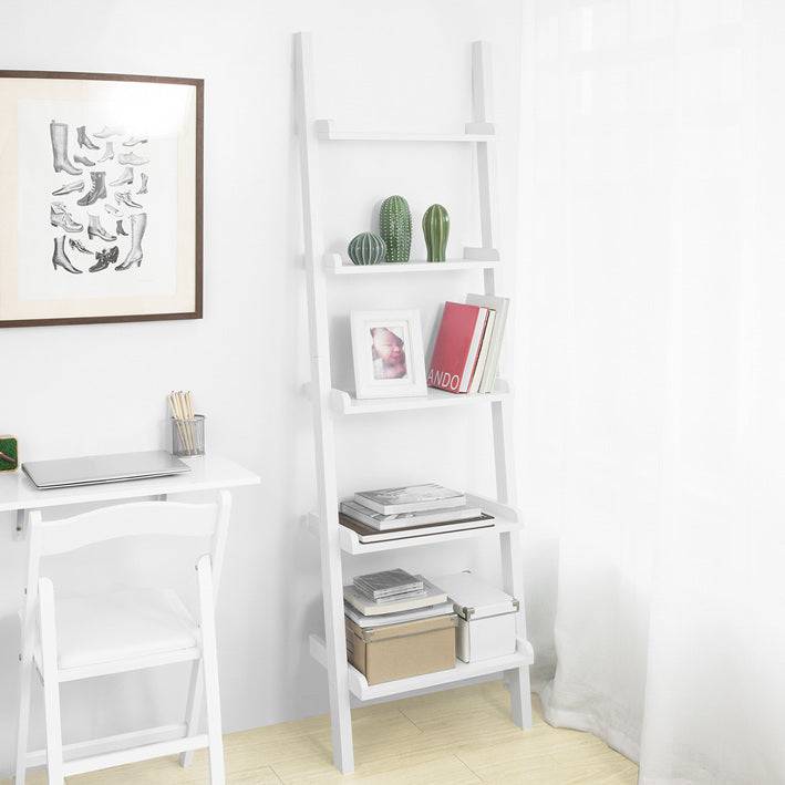 SoBuy | Étagère échelle | Étagère décorative blanche | Étagère escalier | FRG17-W