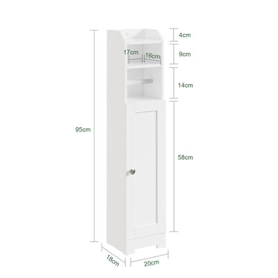 Vorverkauf | SoBuy | Toilettenpapierhalter | Badezimmerschrank Schmal | BHT ca: 20x95x18cm | Weiß | FRG177-II-W