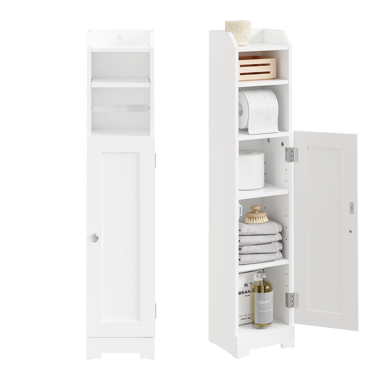 Vorverkauf | SoBuy | Toilettenpapierhalter | Badezimmerschrank Schmal | BHT ca: 20x95x18cm | Weiß | FRG177-II-W