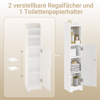 Vorverkauf | SoBuy | Toilettenpapierhalter | Badezimmerschrank Schmal | BHT ca: 20x95x18cm | Weiß | FRG177-II-W
