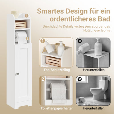 Vorverkauf | SoBuy | Toilettenpapierhalter | Badezimmerschrank Schmal | BHT ca: 20x95x18cm | Weiß | FRG177-II-W