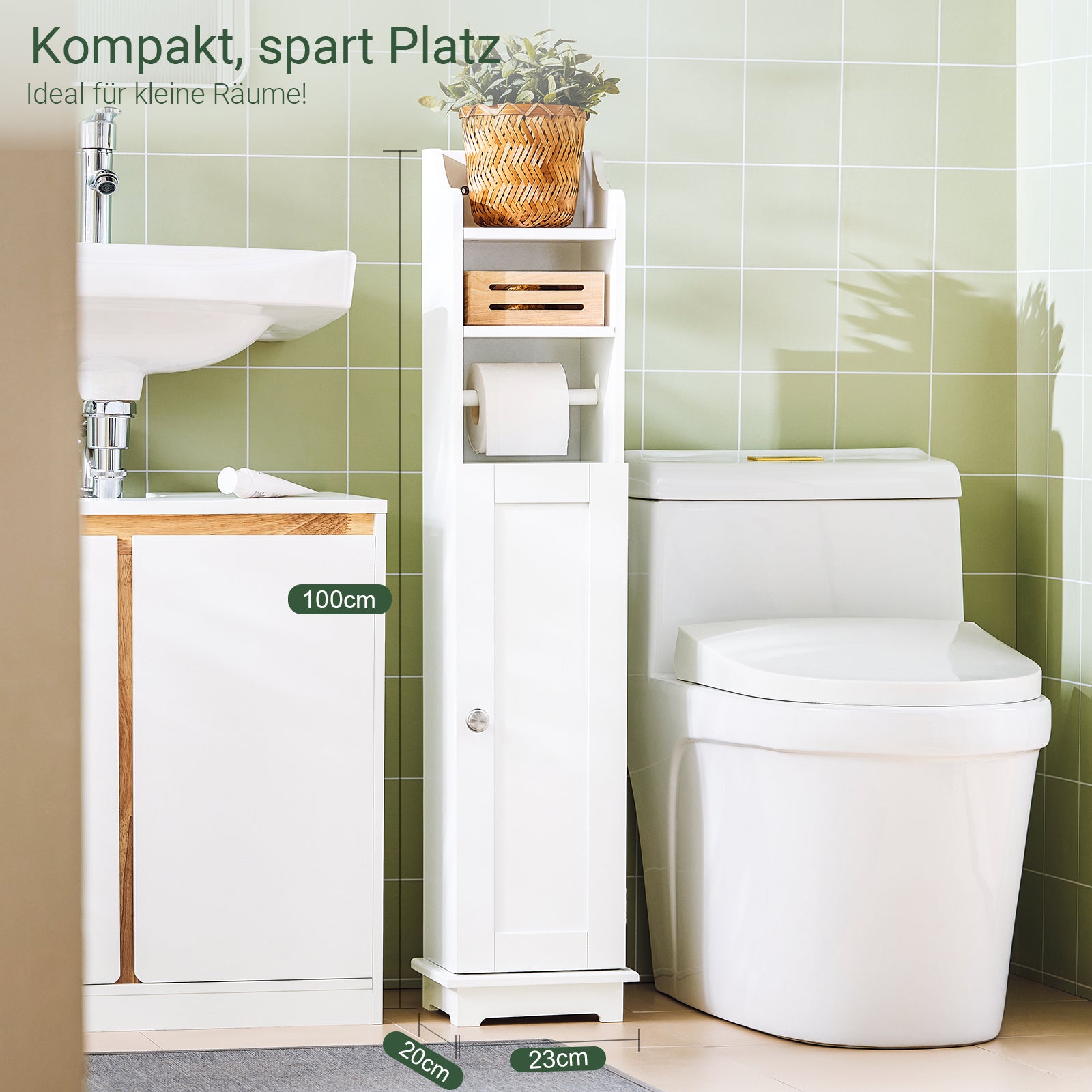 SoBuy | Toilettenpapierhalter | Toilettenpapier Aufbewahrung | Badezimmerschrank Weiß | FRG177-W