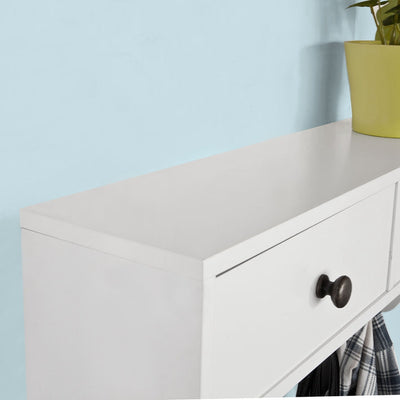 SoBuy | Patère Murale | Étagère Murale avec Tiroirs | Blanc | FRG178-W