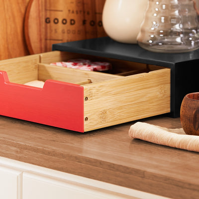 SoBuy | Boîte à capsules de café | Distributeur de capsules | Support pour écran | Rehausseur d'écran avec tiroir | FRG179-R 