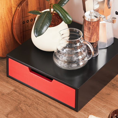 SoBuy | Boîte à capsules de café | Distributeur de capsules | Support pour écran | Rehausseur d'écran avec tiroir | FRG179-R 