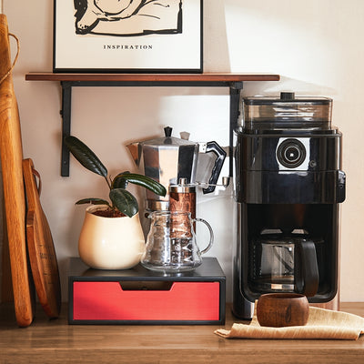 SoBuy | Boîte à capsules de café | Distributeur de capsules | Support pour écran | Rehausseur d'écran avec tiroir | FRG179-R 