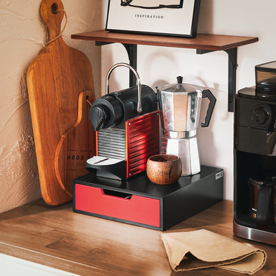 SoBuy | Boîte à capsules de café | Distributeur de capsules | Support pour écran | Rehausseur d'écran avec tiroir | FRG179-R 
