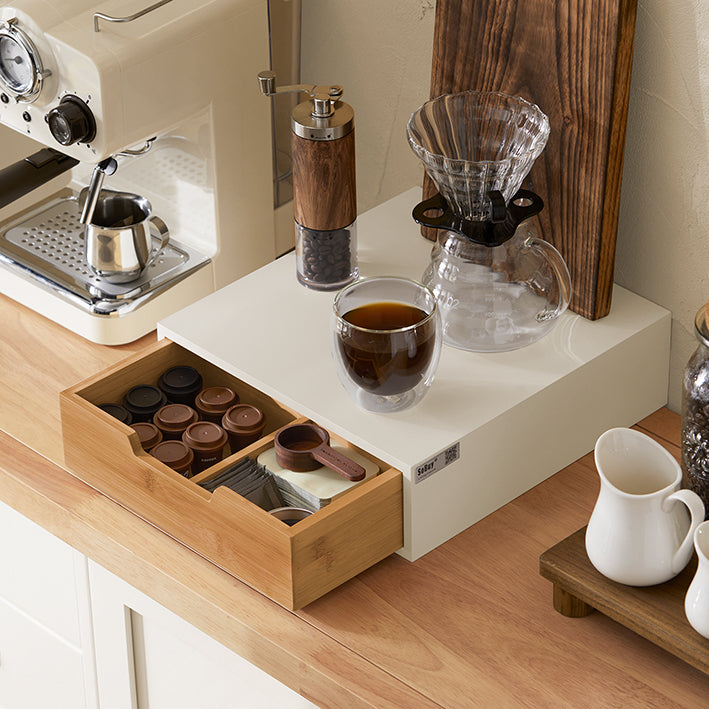 SoBuy | Scatola per capsule di caffè | Scatola portaoggetti | Cassettiera in bambù | FRG179-WN
