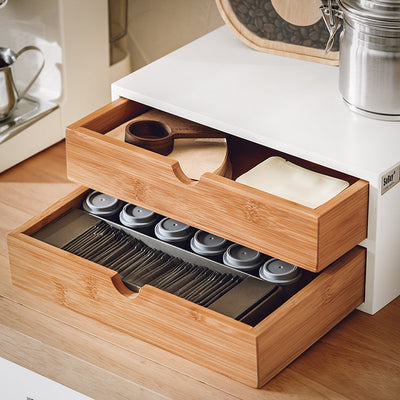 SoBuy | Porta Capsule Caffè | Scatola Contenitore | Cassettiera in bambù | FRG180-WN