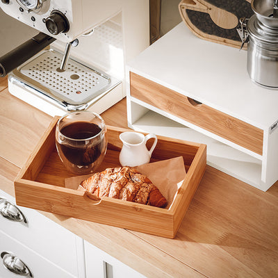 SoBuy | Porta Capsule Caffè | Scatola Contenitore | Cassettiera in bambù | FRG180-WN