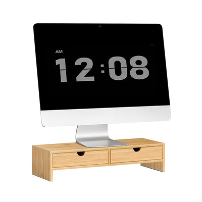 SoBuy | Support pour écran | Support pour écran avec tiroirs | Bambou | FRG198-N 