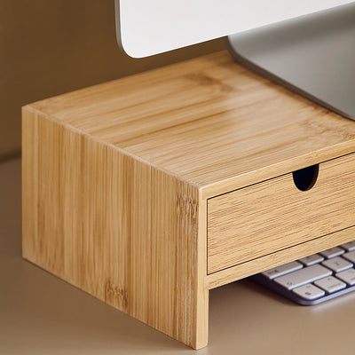 SoBuy | Support pour écran | Support pour écran avec tiroirs | Bambou | FRG198-N 