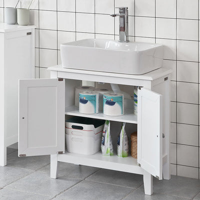 SoBuy | Waschbeckenunterschrank Weiß | Badezimmerschrank | Landhaus | FRG202-W