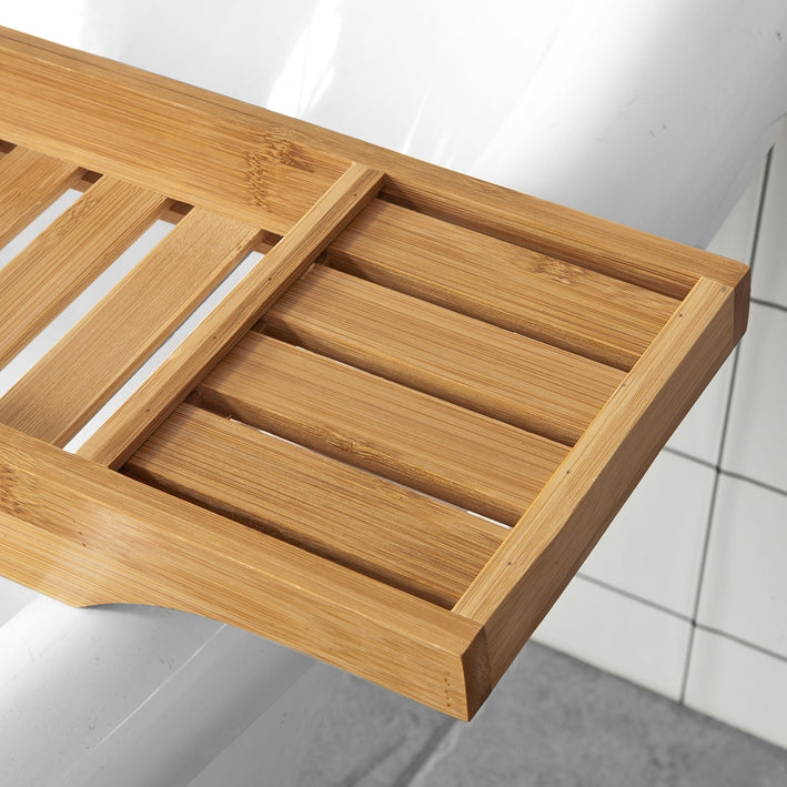 SoBuy | 80 cm Mensola da Vasca da Bagno | Portaoggetti da Vasca in Bambù | FRG212-N