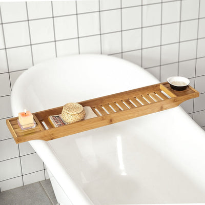 SoBuy | 80 cm Mensola da Vasca da Bagno | Portaoggetti da Vasca in Bambù | FRG212-N