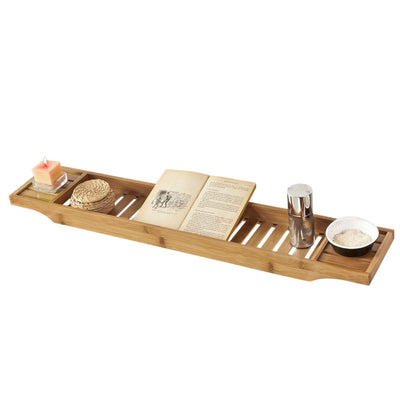 SoBuy | 80 cm Mensola da Vasca da Bagno | Portaoggetti da Vasca in Bambù | FRG212-N