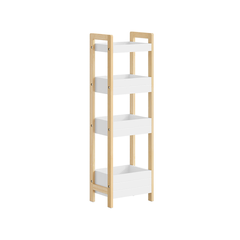 SoBuy Badezimmerschrank Schmal 20cm Breit mit 4 Stabilen Regalen Weiß | FRG226-H-WN