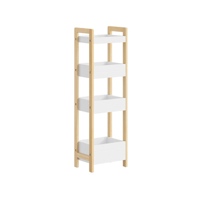 SoBuy Badezimmerschrank Schmal 20cm Breit mit 4 Stabilen Regalen Weiß | FRG226-H-WN