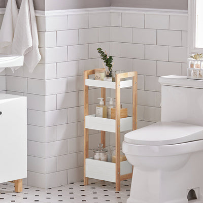 Prévente | SoBuy | Étagère de salle de bain | Petite étagère | Étagère de rangement blanche | FRG226-WN