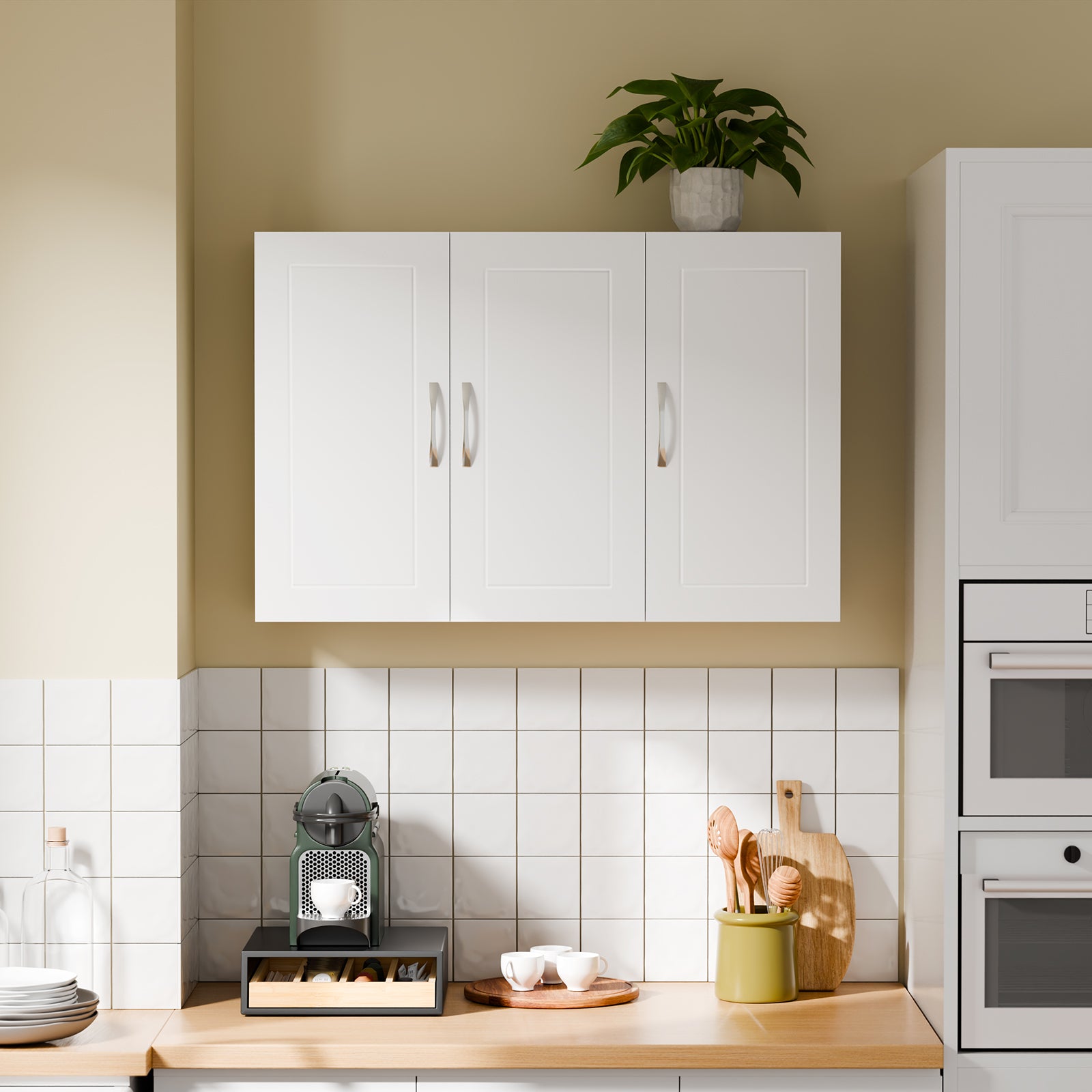 SoBuy | Hängeschrank mit 2 Türen | Badschrank | Wandschrank | Weiß | FRG231-L-W