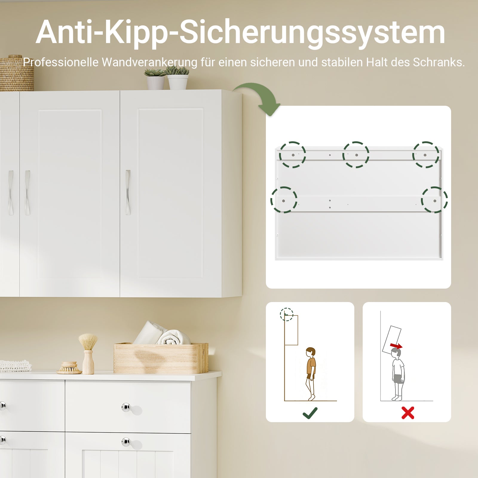 SoBuy | Hängeschrank mit 2 Türen | Badschrank | Wandschrank | Weiß | FRG231-L-W