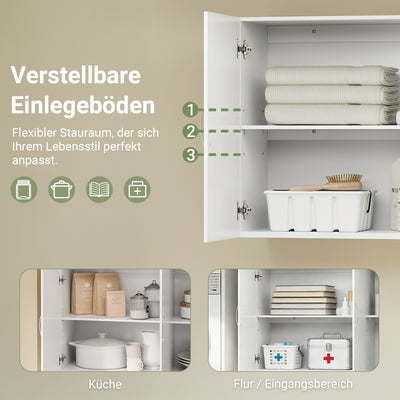 SoBuy | Hängeschrank mit 2 Türen | Badschrank | Wandschrank | Weiß | FRG231-L-W