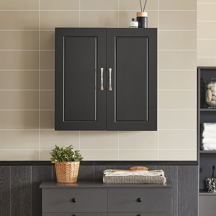 SoBuy | Pensile | Armadietto da parete | Armadietto da bagno nero | Armadietto dei medicinali | FRG231-SCH