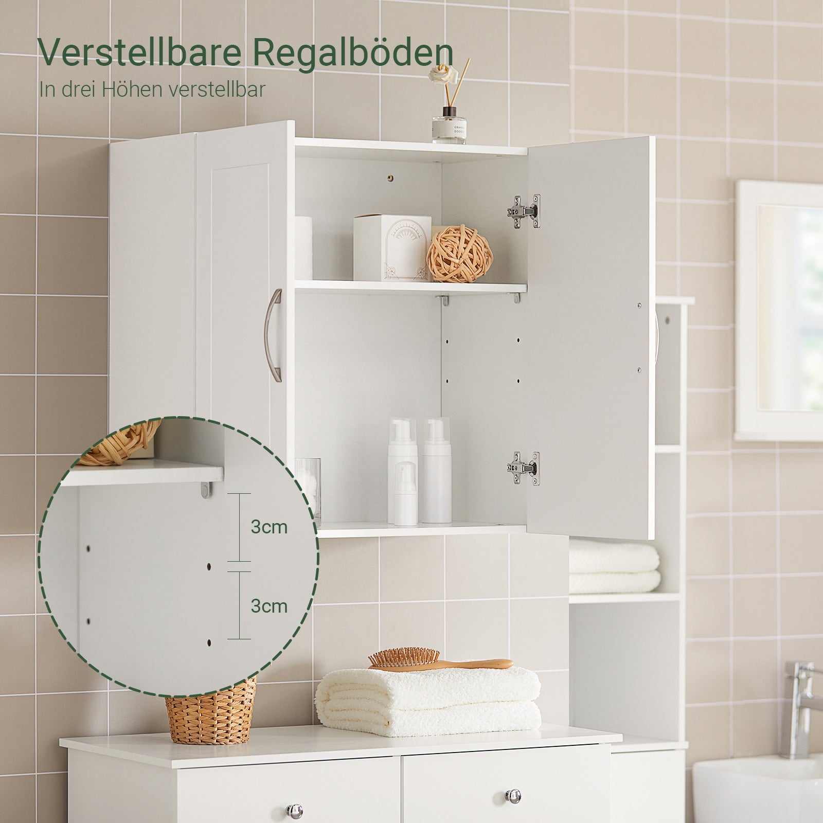 SoBuy | Pensile da Bagno | Armadietto da Muro | Mobiletto Bagno Bianco | FRG231-W