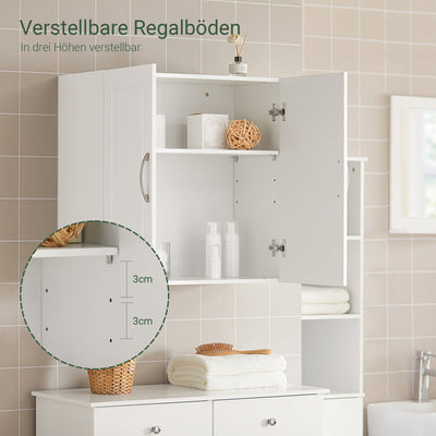 SoBuy | Pensile da Bagno | Armadietto da Muro | Mobiletto Bagno Bianco | FRG231-W