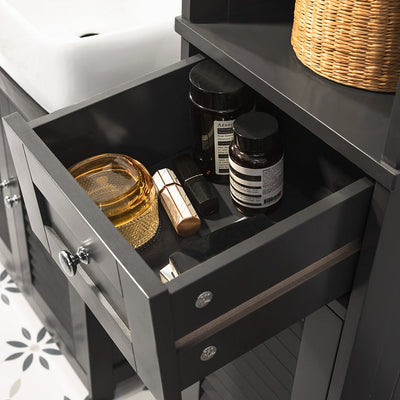 SoBuy | Colonna da bagno | Armadietto da bagno | Scaffale da bagno grigio | FRG236-DG