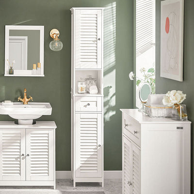 SoBuy | Armadietto alto da bagno | Armadio da bagno | Ripiano da bagno bianco | FRG236-W