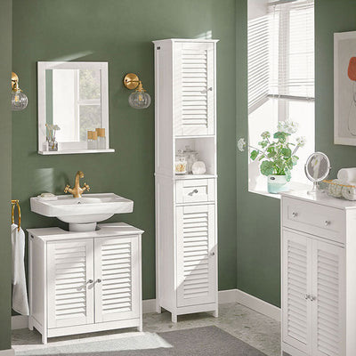 SoBuy | Armadietto alto da bagno | Armadio da bagno | Ripiano da bagno bianco | FRG236-W