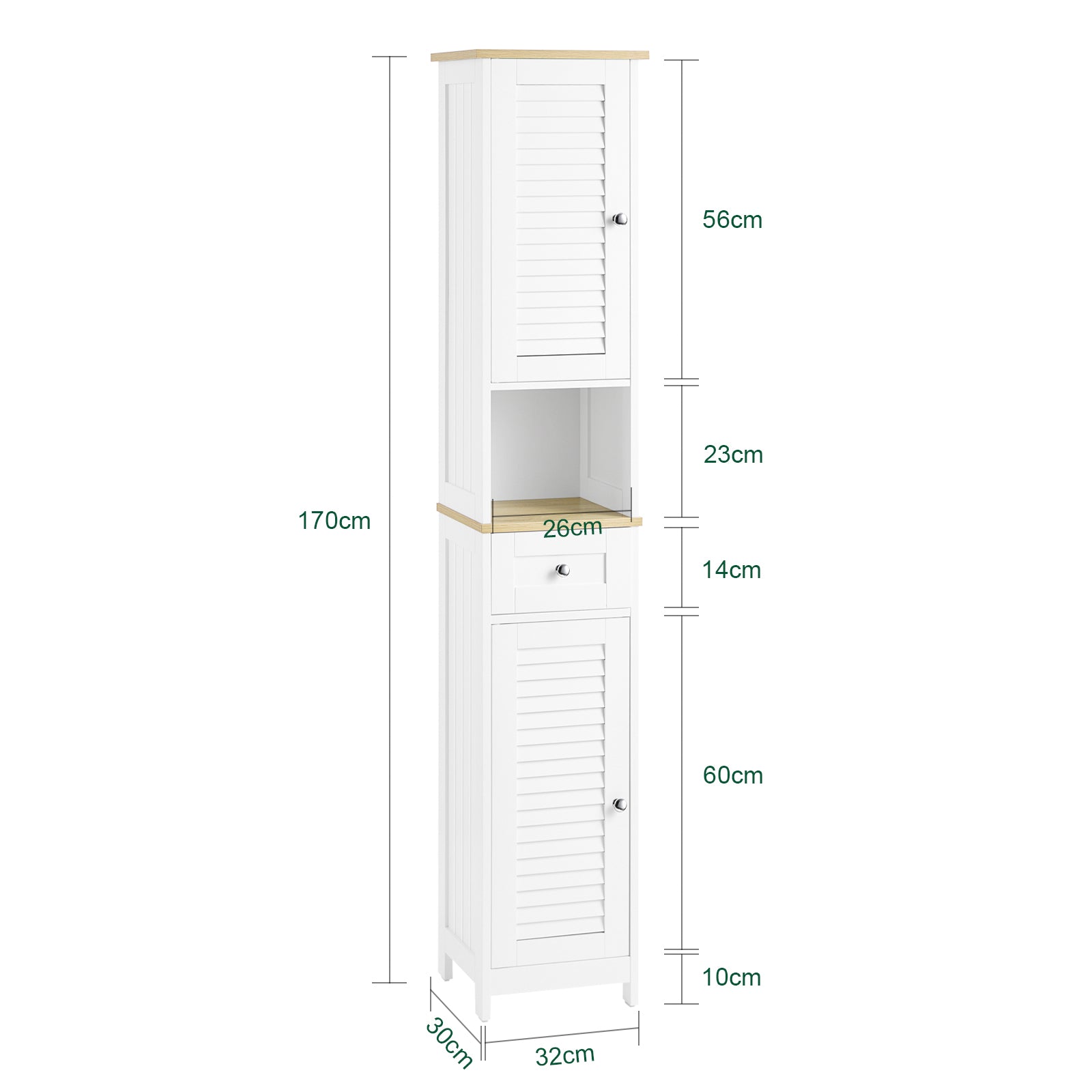 SoBuy | Armoire haute de salle de bain | Meuble de salle de bain | Étagère de salle de bain | Blanc/Naturel | FRG236-WN 