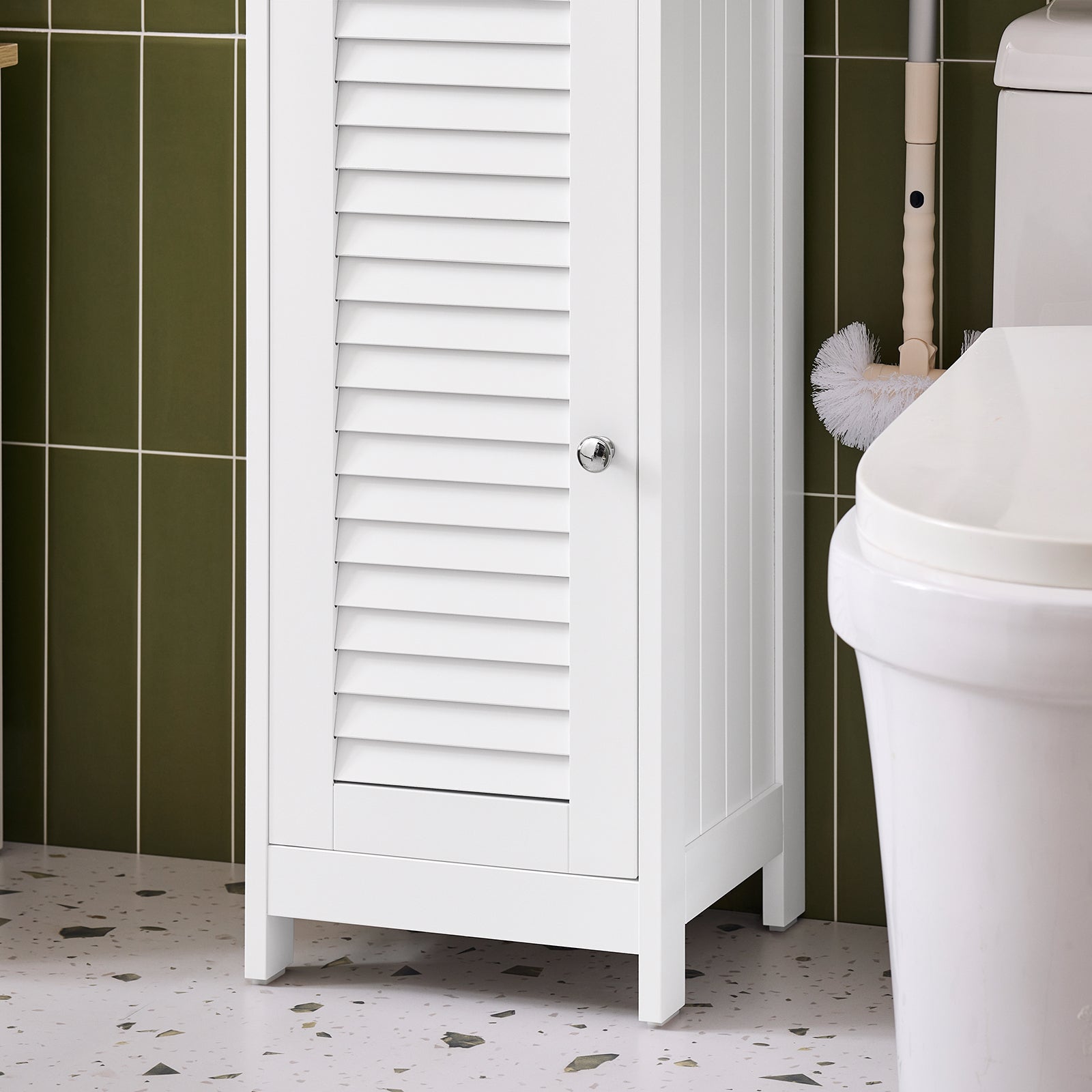 SoBuy | Mobile alto da bagno | Armadietto da bagno | Scaffale da bagno | Bianco e legno naturale | FRG236-WN